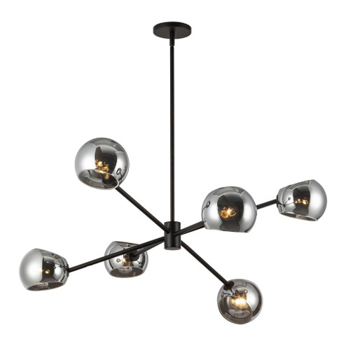Willow 37-in Matte Black/Smoked Solid Glass 6 Lights Chandelier (7713|CH548637MBSM)