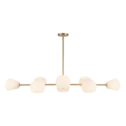 Willow 48-in Brushed Gold/Opal Matte Glass 8 Lights Linear Pendant (7713|LP548848BGOP)