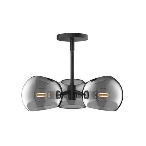Willow 16-in Matte Black/Smoked Solid Glass 3 Lights Pendant (7713|PD548315MBSM)