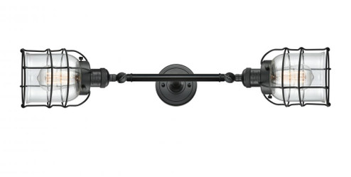 Bell Cage - 2 Light - 6 inch - Matte Black - Adjustable Bath Vanity Light (3442|208L-BK-G52-CE-LED)