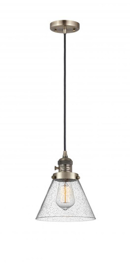 Cone - 1 Light - 8 inch - Antique Brass - Cord hung - Mini Pendant (3442|201CSW-AB-G44-LED)