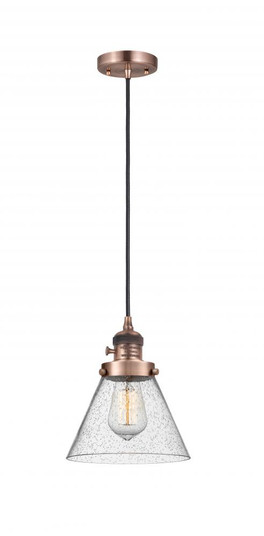Cone - 1 Light - 8 inch - Antique Copper - Cord hung - Mini Pendant (3442|201CSW-AC-G44-LED)