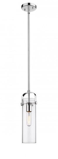 Pilaster - 1 Light - 12 inch Long Glass - Polished Chrome - Stem hung - Mini Pendant (3442|423-1S-PC-4CL-LED)