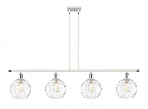 Athens Water Glass - 4 Light - 48 inch - White Polished Chrome - Stem hung - Island Light (3442|516-4I-WPC-G1215-8-LED)