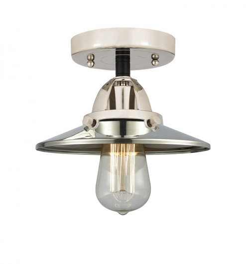 Railroad - 1 Light - 8 inch - Black Polished Nickel - Semi-Flush Mount (3442|288-1C-BPN-M1-PN-LED)