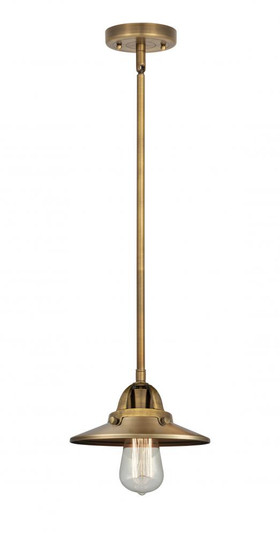 Railroad - 1 Light - 8 inch - Brushed Brass - Stem hung - Mini Pendant (3442|288-1S-BB-M4-BB-LED)