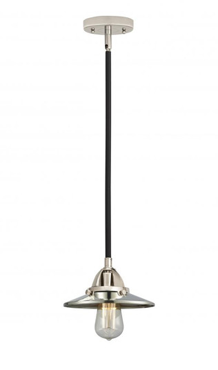 Railroad - 1 Light - 8 inch - Black Polished Nickel - Stem hung - Mini Pendant (3442|288-1S-BPN-M1-PN-LED)