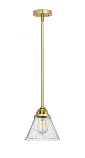 Cone - 1 Light - 8 inch - Satin Gold - Stem hung - Mini Pendant (3442|288-1S-SG-G44)