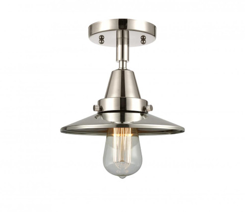 Railroad - 1 Light - 8 inch - Polished Nickel - Semi-Flush Mount (3442|447-1C-PN-M1-LED)