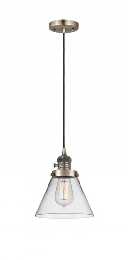 Cone - 1 Light - 8 inch - Antique Brass - Cord hung - Mini Pendant (3442|201CSW-AB-G42)