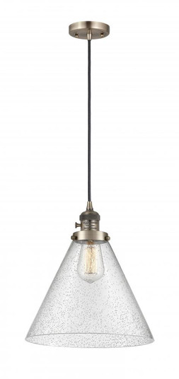 Cone - 1 Light - 12 inch - Antique Brass - Cord hung - Mini Pendant (3442|201CSW-AB-G44-L-LED)