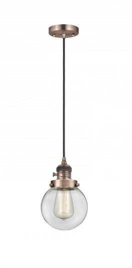Beacon - 1 Light - 6 inch - Antique Copper - Cord hung - Mini Pendant (3442|201CSW-AC-G202-6-LED)