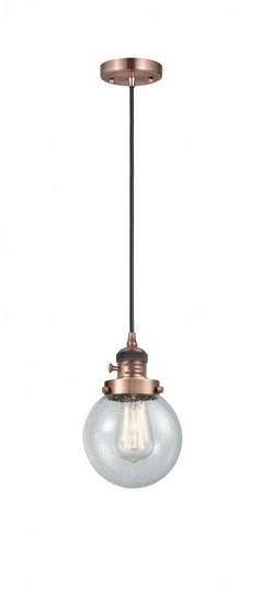 Beacon - 1 Light - 6 inch - Antique Copper - Cord hung - Mini Pendant (3442|201CSW-AC-G204-6-LED)