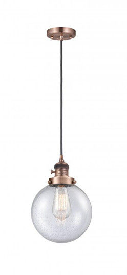 Beacon - 1 Light - 8 inch - Antique Copper - Cord hung - Mini Pendant (3442|201CSW-AC-G204-8-LED)