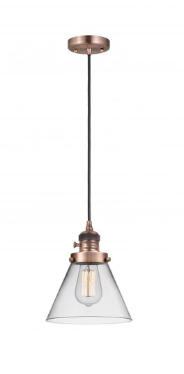 Cone - 1 Light - 8 inch - Antique Copper - Cord hung - Mini Pendant (3442|201CSW-AC-G42)