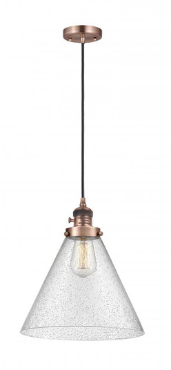 Cone - 1 Light - 12 inch - Antique Copper - Cord hung - Mini Pendant (3442|201CSW-AC-G44-L-LED)