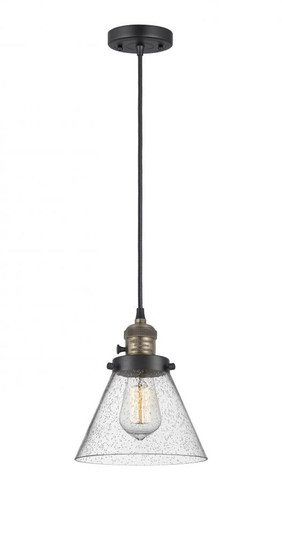 Cone - 1 Light - 8 inch - Black Antique Brass - Cord hung - Mini Pendant (3442|201CSW-BAB-G44-LED)