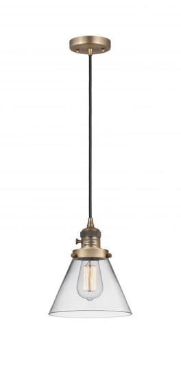 Cone - 1 Light - 8 inch - Brushed Brass - Cord hung - Mini Pendant (3442|201CSW-BB-G42)