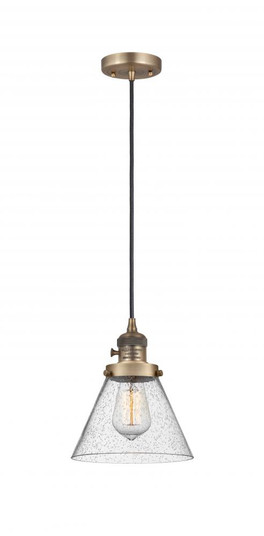Cone - 1 Light - 8 inch - Brushed Brass - Cord hung - Mini Pendant (3442|201CSW-BB-G44)