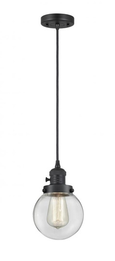 Beacon - 1 Light - 6 inch - Matte Black - Cord hung - Mini Pendant (3442|201CSW-BK-G202-6-LED)