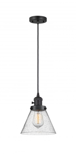 Cone - 1 Light - 8 inch - Matte Black - Cord hung - Mini Pendant (3442|201CSW-BK-G44)