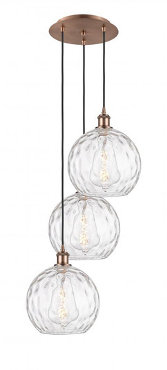 Athens Water Glass - 3 Light - 17 inch - Antique Copper - Cord hung - Multi Pendant (3442|113B-3P-AC-G1215-10)