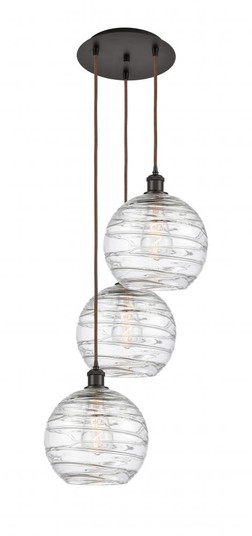 Athens Deco Swirl - 3 Light - 17 inch - Oil Rubbed Bronze - Cord hung - Multi Pendant (3442|113B-3P-OB-G1213-10)