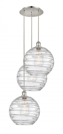 Athens Deco Swirl - 3 Light - 19 inch - Polished Nickel - Cord hung - Multi Pendant (3442|113B-3P-PN-G1213-12)