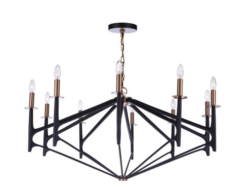 The Reserve 10 Light Chandelier in Flat Black/Satin Brass (20|55510-FBSB)