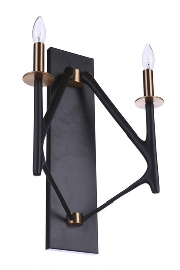 The Reserve 2 Light Wall Sconce in Flat Black/Satin Brass (20|55562-FBSB)