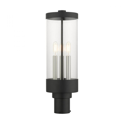 3 Lt Textured Black Outdoor Post Top Lantern (108|20728-14)