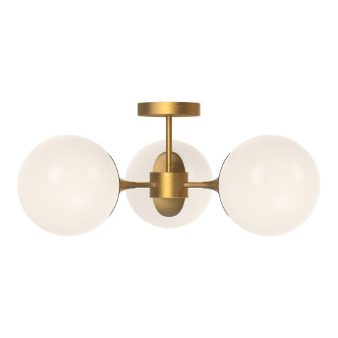 Nouveau 26-in Aged Gold/Opal Matte Glass 3 Lights Semi Flush Mount (7713|SF505326AGOP)