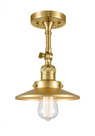 Railroad - 1 Light - 8 inch - Satin Gold - Adjustable Semi-Flush Mount (3442|201F-SG-M4)