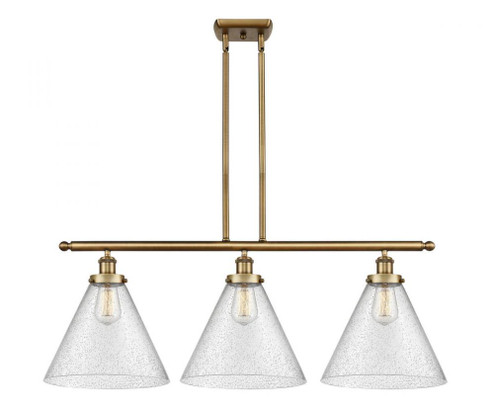 Cone - 3 Light - 36 inch - Brushed Brass - Stem Hung - Island Light (3442|916-3I-BB-G44-L)