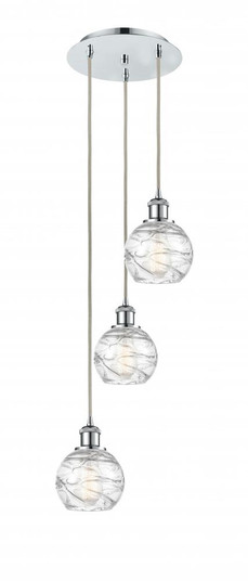 Athens Deco Swirl - 3 Light - 12 inch - Polished Chrome - Cord hung - Multi Pendant (3442|113B-3P-PC-G1213-6)