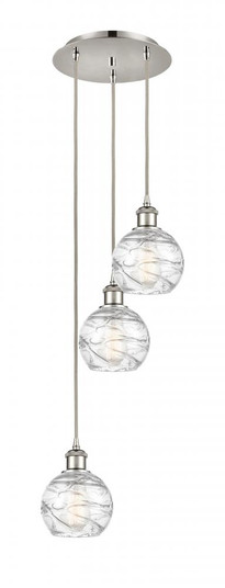 Athens Deco Swirl - 3 Light - 12 inch - Polished Nickel - Cord hung - Multi Pendant (3442|113B-3P-PN-G1213-6)