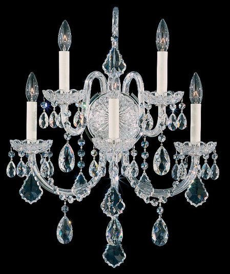 Olde World 5 Light 120V Wall Sconce in Polished Silver with Clear Heritage Handcut Crystal (168|6806-40H)
