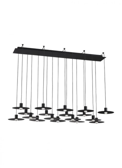 Modern Eaves dimmable LED 18-light in a Nightshade Black finish Ceiling Chandelier (7355|700TRSPEVS18TB-LED930120)