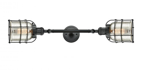 Bell Cage - 2 Light - 6 inch - Matte Black - Adjustable Bath Vanity Light (3442|208L-BK-G58-CE)