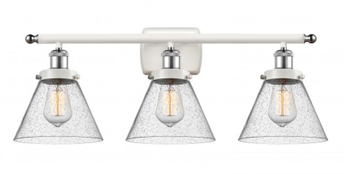 Cone - 3 Light - 28 inch - White Polished Chrome - Bath Vanity Light (3442|916-3W-WPC-G44-LED)