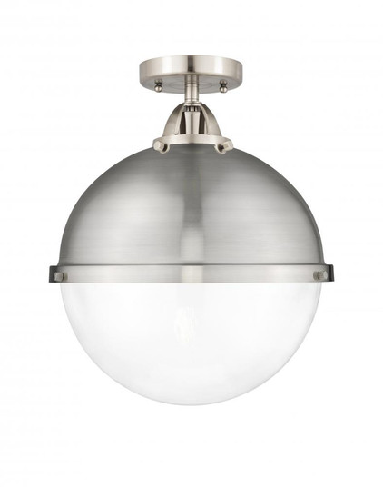 Hampden - 1 Light - 13 inch - Brushed Satin Nickel - Semi-Flush Mount (3442|288-1C-SN-HFS-122-SN-LED)