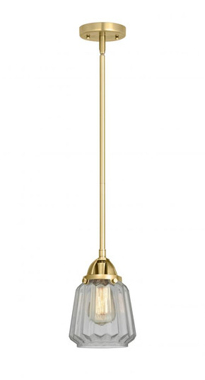 Chatham - 1 Light - 7 inch - Satin Gold - Stem hung - Mini Pendant (3442|288-1S-SG-G142-LED)
