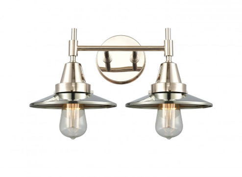 Railroad - 2 Light - 17 inch - Polished Nickel - Bath Vanity Light (3442|447-2W-PN-M1-PN-LED)