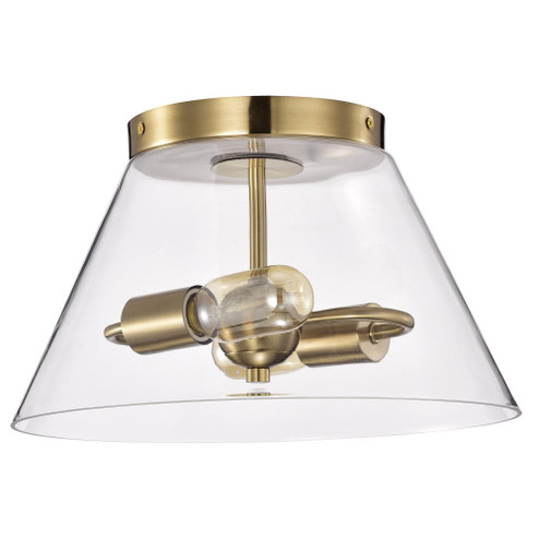 Dover; 3 Light; Small Flush Mount; Vintage Brass with Clear Glass (81|60/7419)