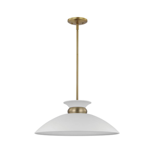 Perkins; 1 Light; Medium Pendant; Matte White with Burnished Brass (81|60/7464)