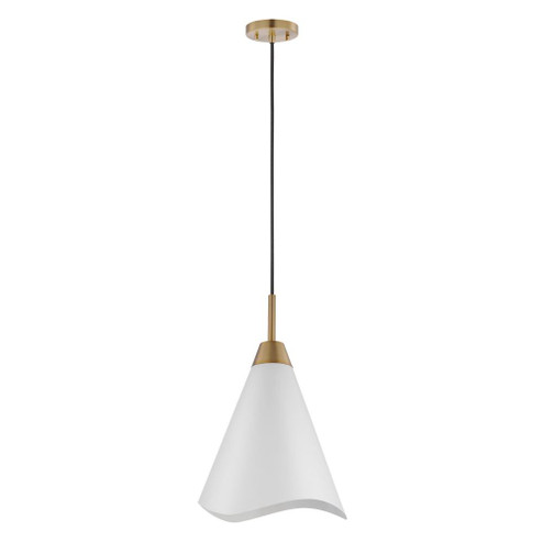 Tango; 1 Light; Medium Pendant; Matte White with Burnished Brass (81|60/7474)
