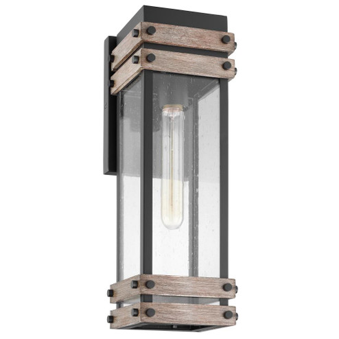 Homestead; 1 Light; Medium Wall Lantern; Matte Black & Wood Finish with Clear Seeded Glass (81|60/7541)