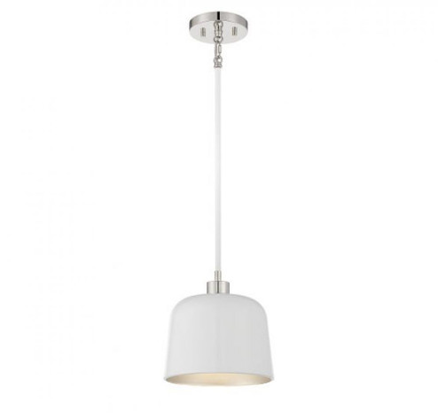 1-Light Pendant in White with Polished Nickel (8483|M70118WHPN)