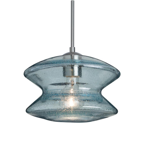 Besa, Zen Cord Pendant, Blue Bubble, Satin Nickel Finish, 1x60W Medium Base, 15Ft. Co (127|1JT-ZENBL-SN-L)