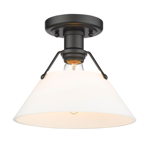 Yep by Golden Lighting Orwell 1-light Flush Mount in Matte Black and Opal Glass (36|3306-FM BLK-OP)
